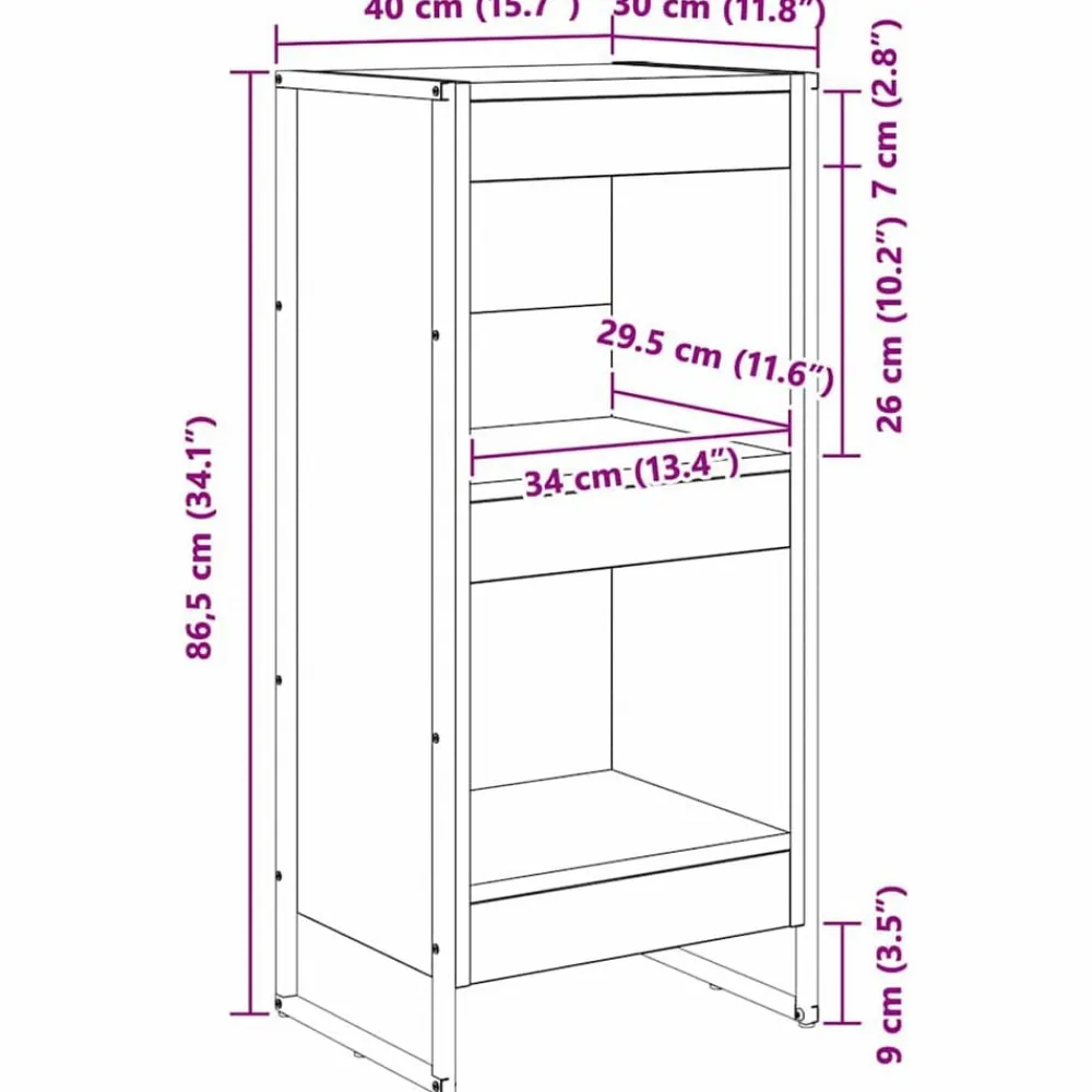 vidaXL Estantería para libros 80 x 30 x 155 cm Roble negro New