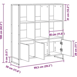 vidaXL Estantería para libros 2 pcs Sonoma 99,5 x 30 x 108 cm Roble Sonoma Discount