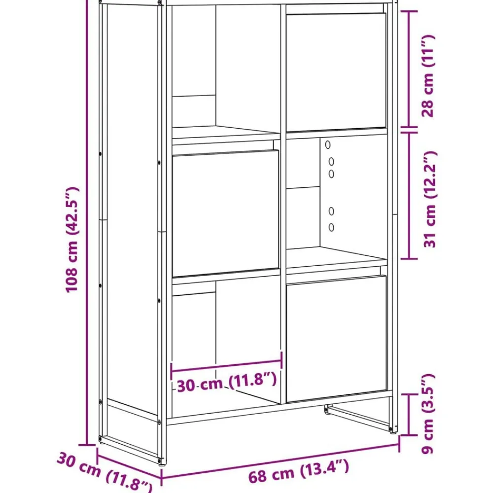 vidaXL Estantería para libros 68 x 30 x 108.5 cm Madera vieja Clearance