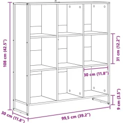 vidaXL Estantería para libros Roble Humo 99,5 x 30 x 108,5 cm Roble ahumado New