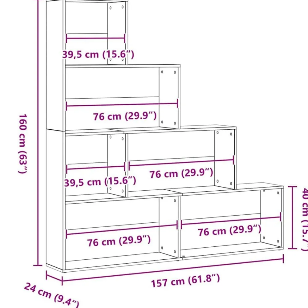 vidaXL Estanterías-Estantería para libros 155 x 24 x 160 cm