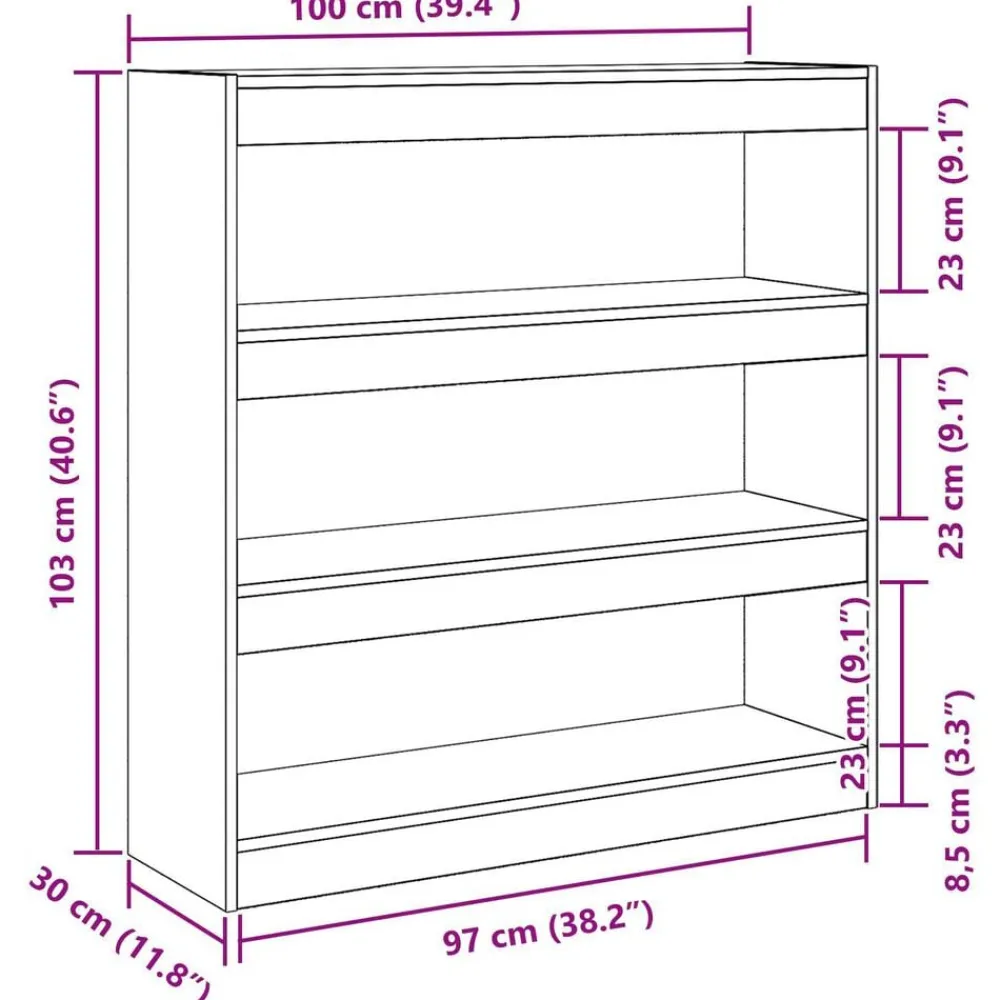 vidaXL Estanterías-Estantería para libros 100 x 30 x 103 cm