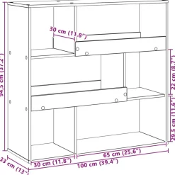 vidaXL Estantería para libros 100 x 33 x 94,5 cm Roble negro Best