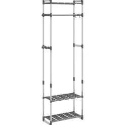 vidaXL Accesorios De Bricolaje-Estantería para ropa 3 alturas aluminio plateado 59x29x192 cm