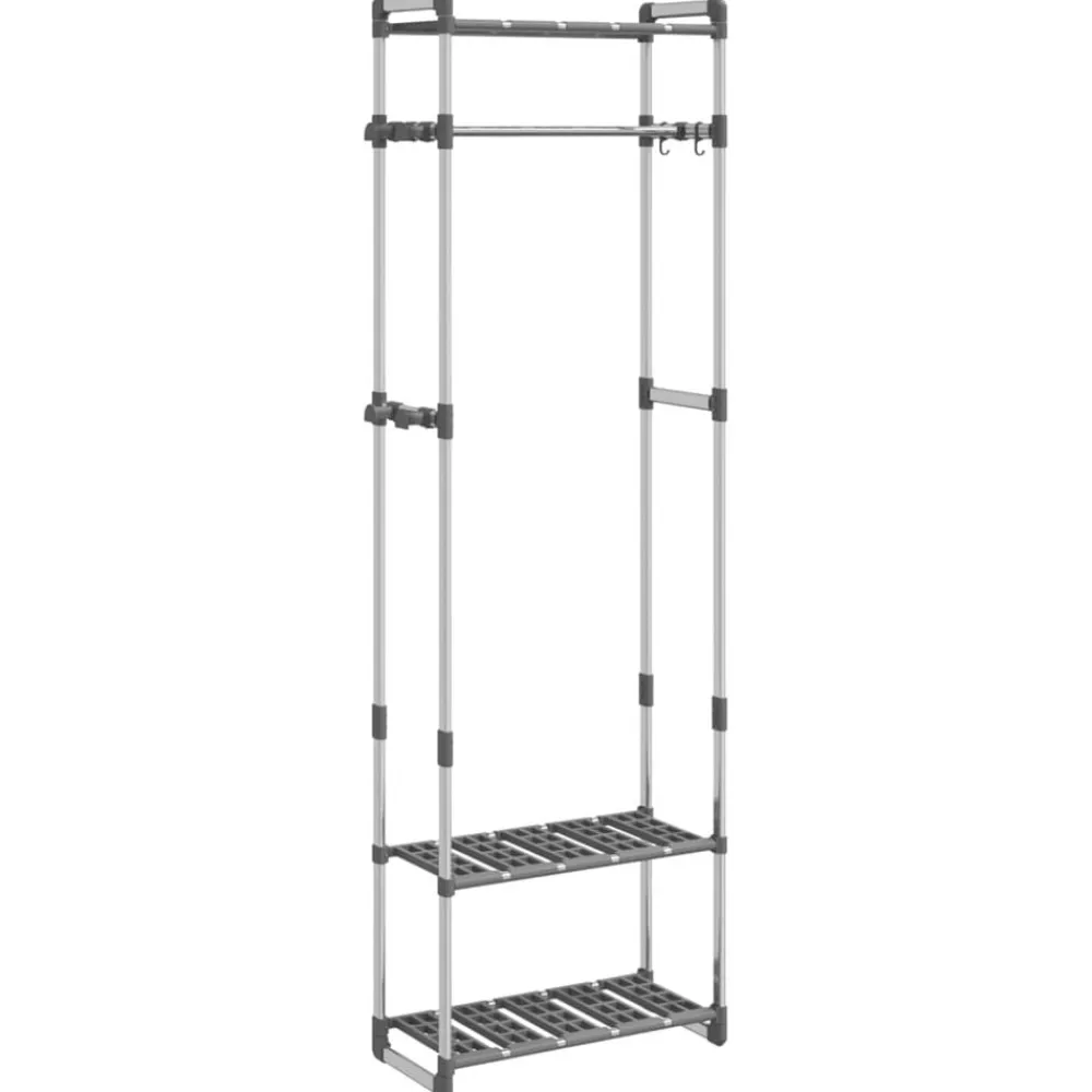 vidaXL Accesorios De Bricolaje-Estantería para ropa 3 alturas aluminio plateado 59x29x192 cm
