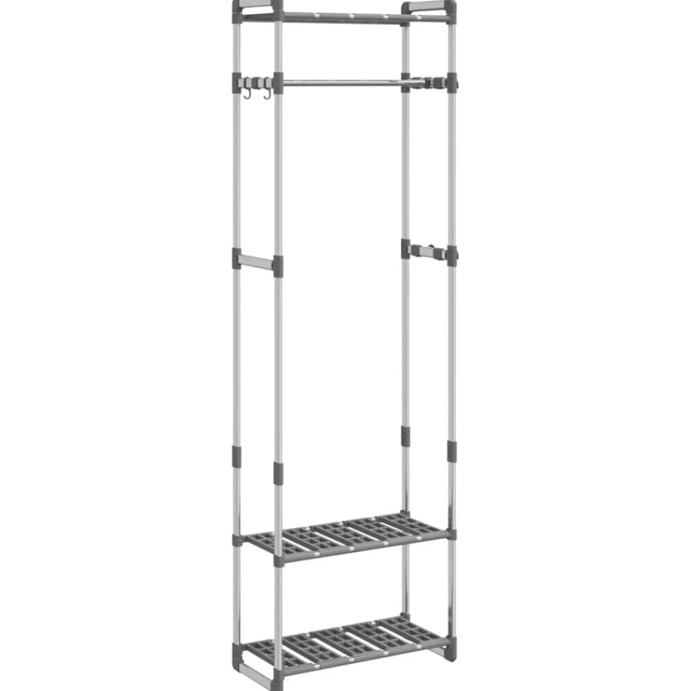 vidaXL Accesorios De Bricolaje-Estantería para ropa 3 alturas aluminio plateado 59x29x192 cm