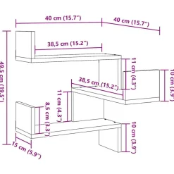 vidaXL Estantería pared de esquina madera 40x40x49,5 cm Roble artisan New
