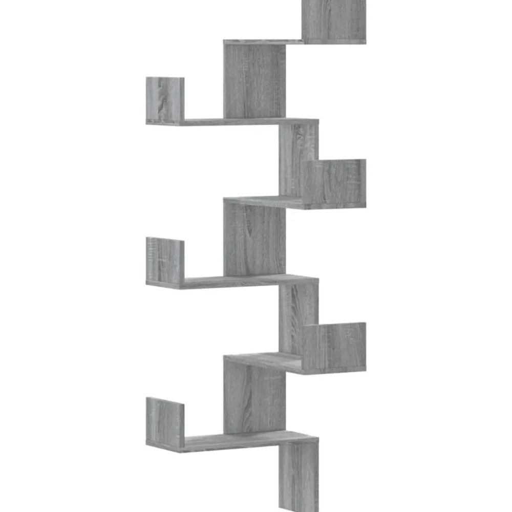 vidaXL Estantería pared de esquina madera 45x45x147 cm Gris sonoma