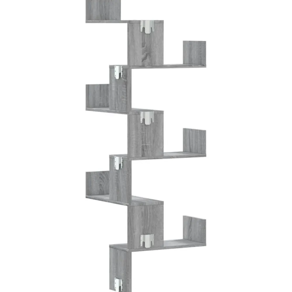 vidaXL Estantería pared de esquina madera 45x45x147 cm Gris sonoma