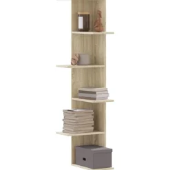vidaXL Estantería pared de esquina madera 36,5x36,5x140cm Roble Sonoma Online