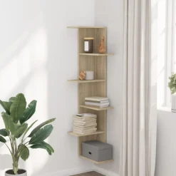 vidaXL Estantería pared de esquina madera 36,5x36,5x140cm Roble Sonoma Online