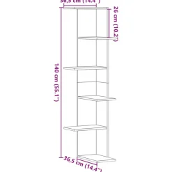 vidaXL Estantería pared de esquina madera 36,5x36,5x140cm Roble Sonoma Online