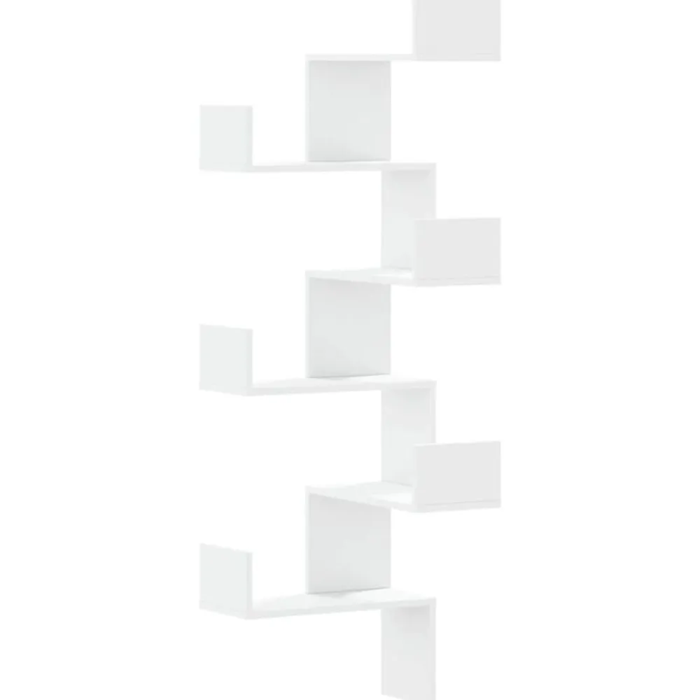 vidaXL Estantería pared esquina madera ingeniería 45x45x147 cm Blanco Outlet