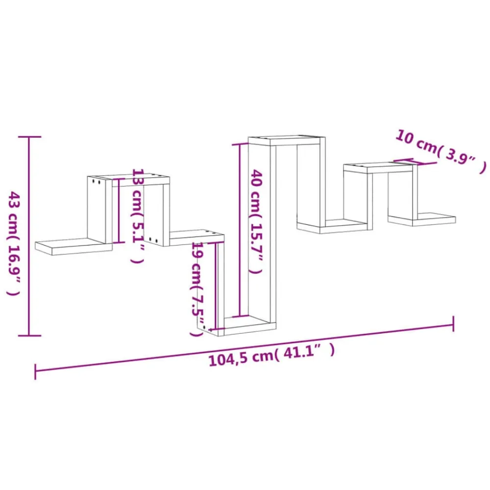 vidaXL Estantería pared madera ingeniería 104,5x10x43 cm Roble Sonoma Outlet