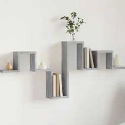 vidaXL Estantería pared madera ingeniería gris hormigón 104,5x10x43 cm Gris hormig&oacute;n Sale