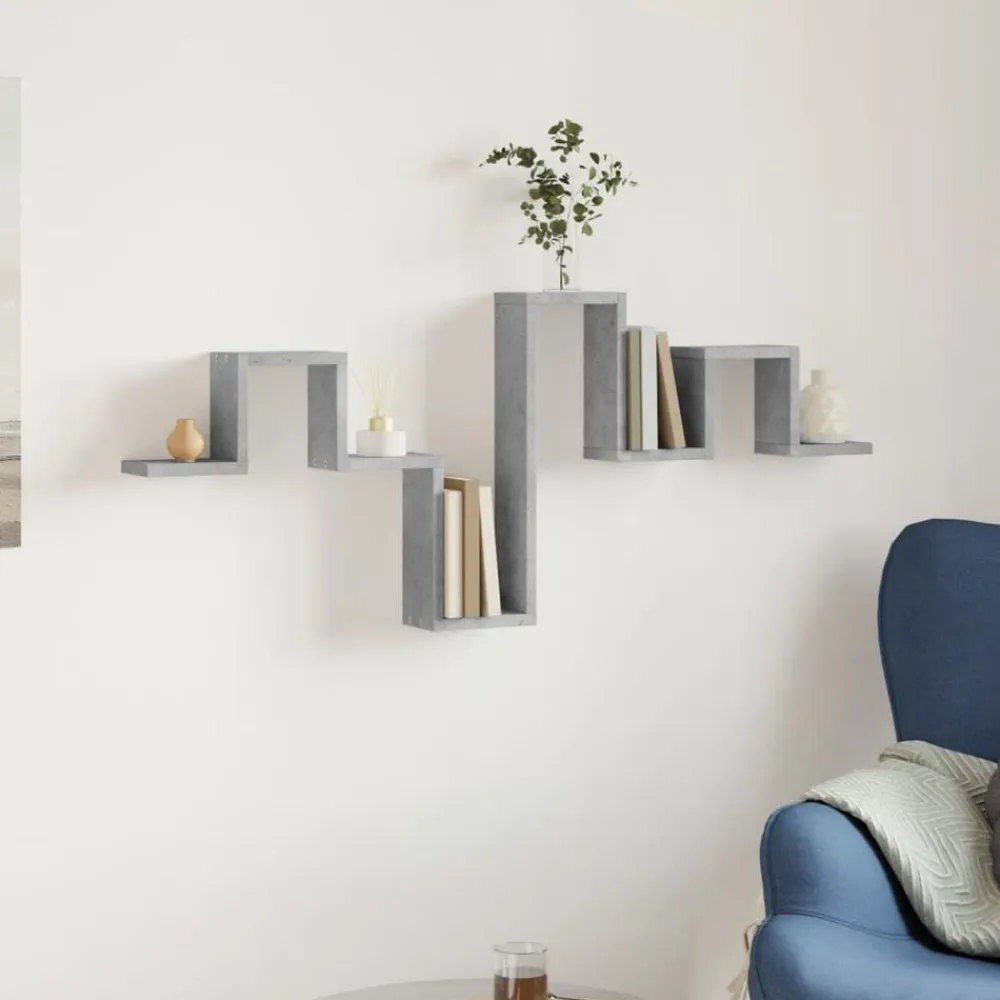 vidaXL Estantería pared madera ingeniería gris hormigón 104,5x10x43 cm Gris hormigón Sale
