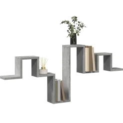 vidaXL Estantería pared madera ingeniería gris hormigón 104,5x10x43 cm Gris hormigón Sale