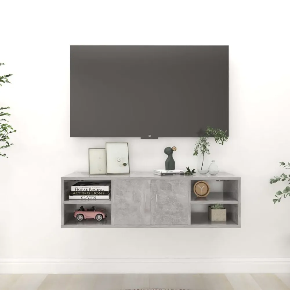 vidaXL Estantería pared madera contrachapada gris hormigón 102x30x29cm Gris hormigón Sale