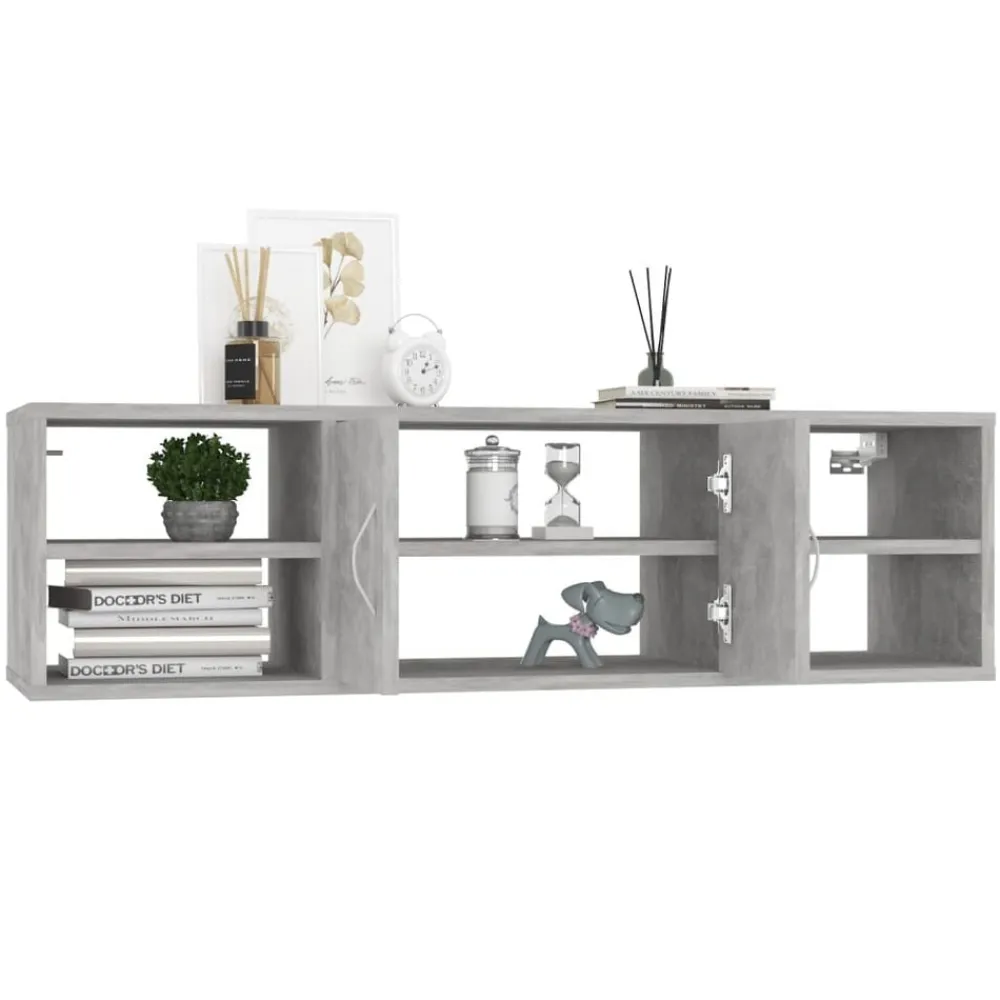 vidaXL Estantería pared madera contrachapada gris hormigón 102x30x29cm Gris hormigón Sale