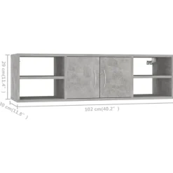 vidaXL Estantería pared madera contrachapada gris hormigón 102x30x29cm Gris hormigón Sale