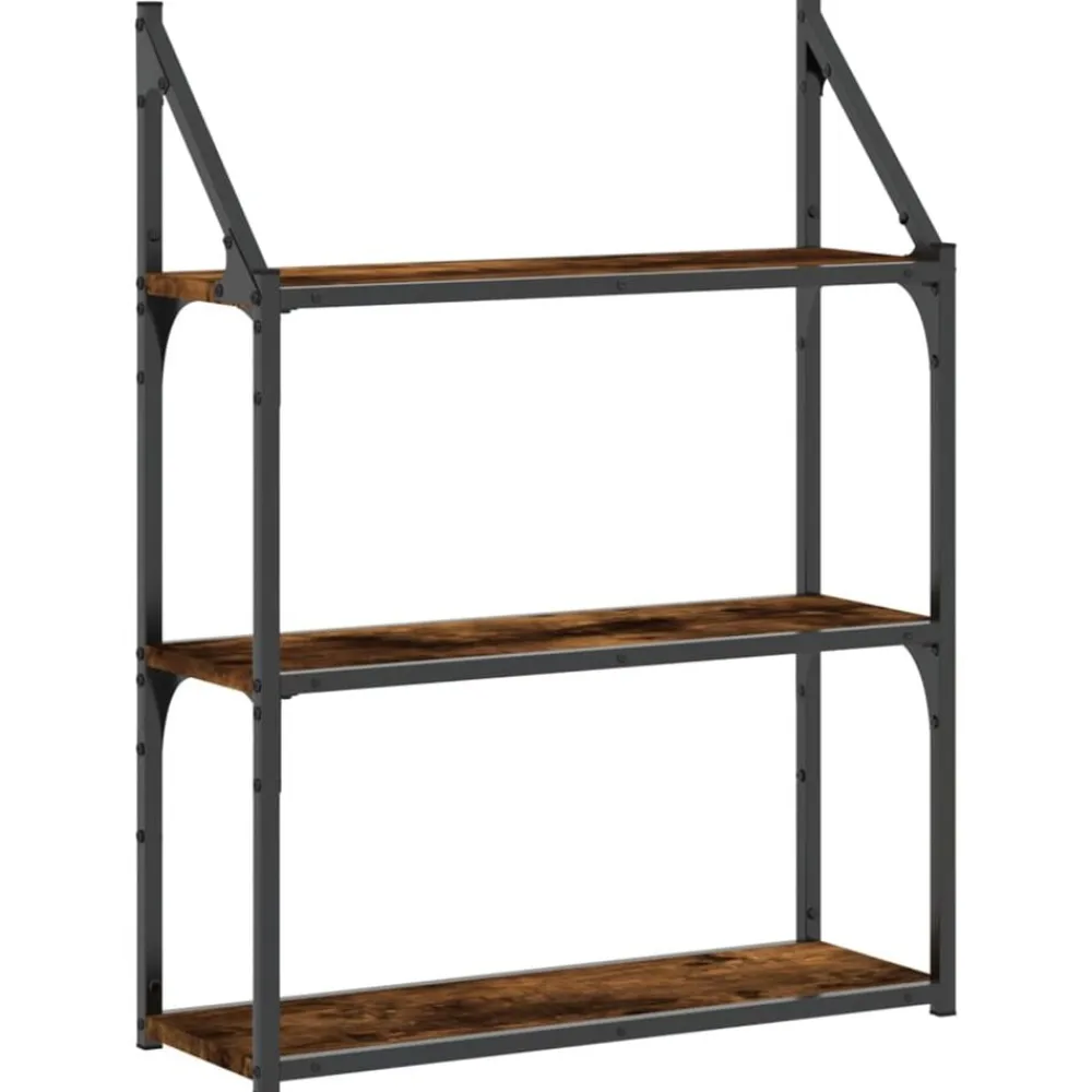 vidaXL Estantería pared madera ingeniería 60x21x78,5 cm Roble ahumado Discount