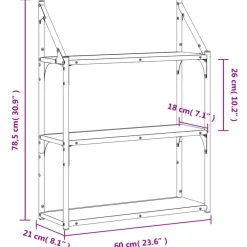 vidaXL Estantería pared madera ingeniería 60x21x78,5 cm Roble ahumado Discount