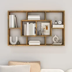 vidaXL Estantería pared madera ingeniería 85x16x52,5 cm Roble ahumado Outlet