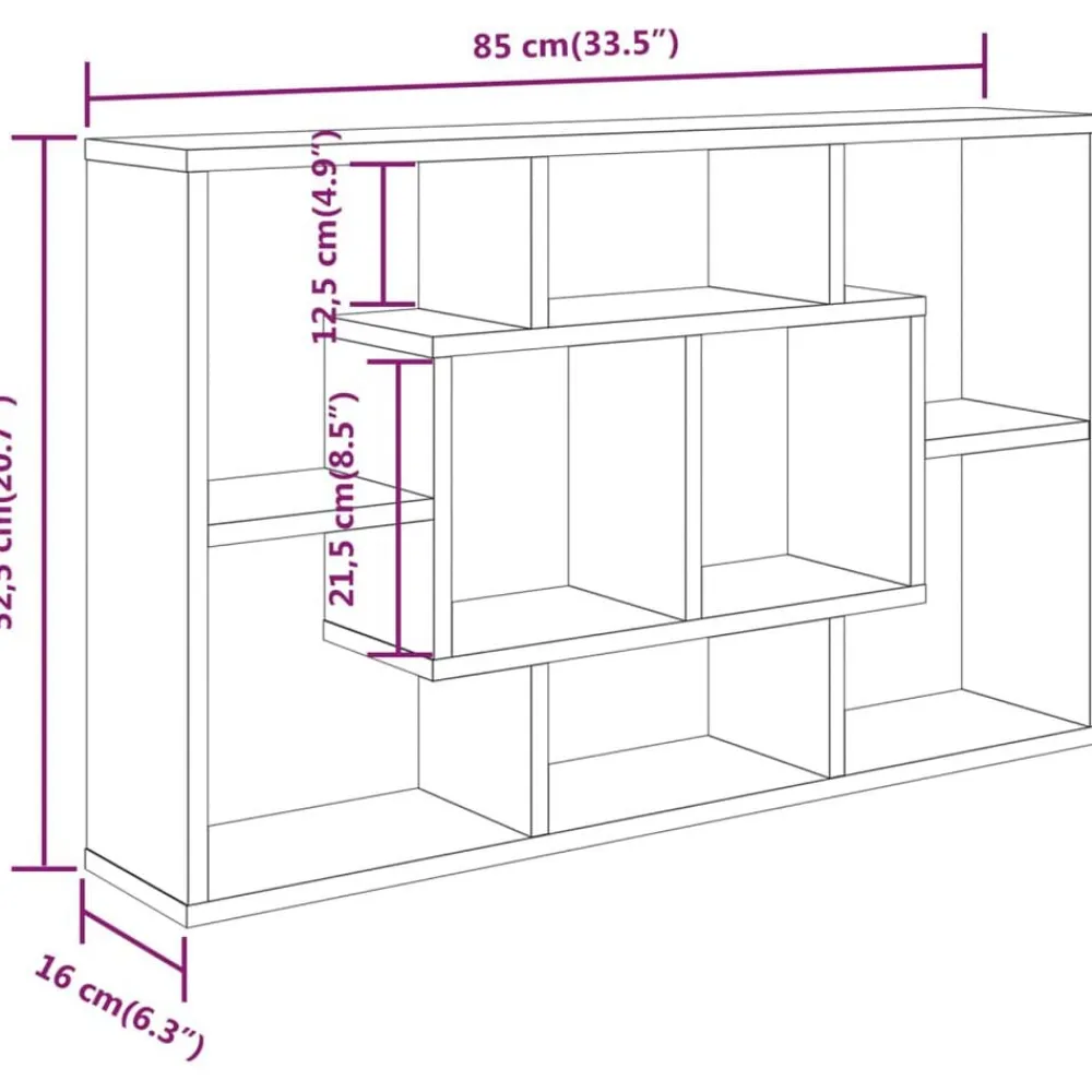 vidaXL Estantería pared madera ingeniería 85x16x52,5 cm Roble ahumado Outlet