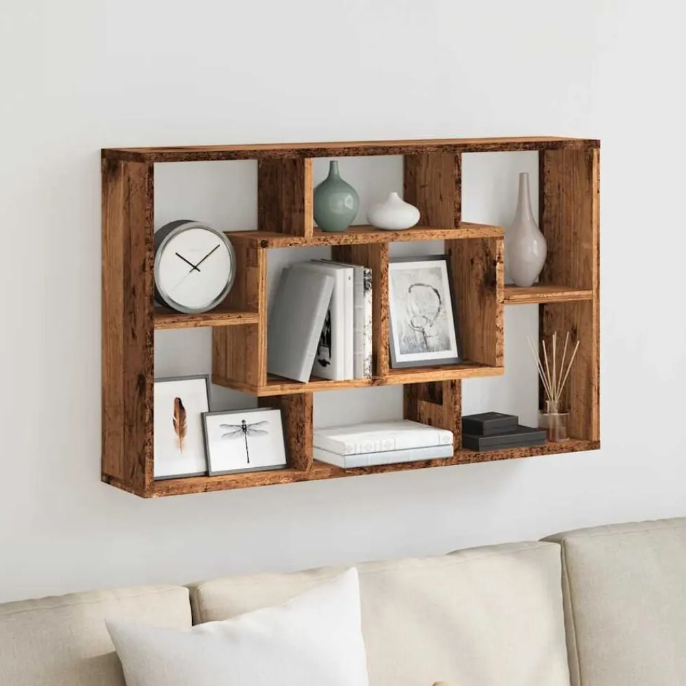 vidaXL Armarios Y Almacenamiento-Estantería pared madera contrachapada madera vieja 85x16x52,5cm