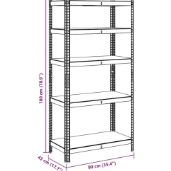 vidaXL Estantería resistente 5 niveles madera de ingeniería y acero Plateado Clearance
