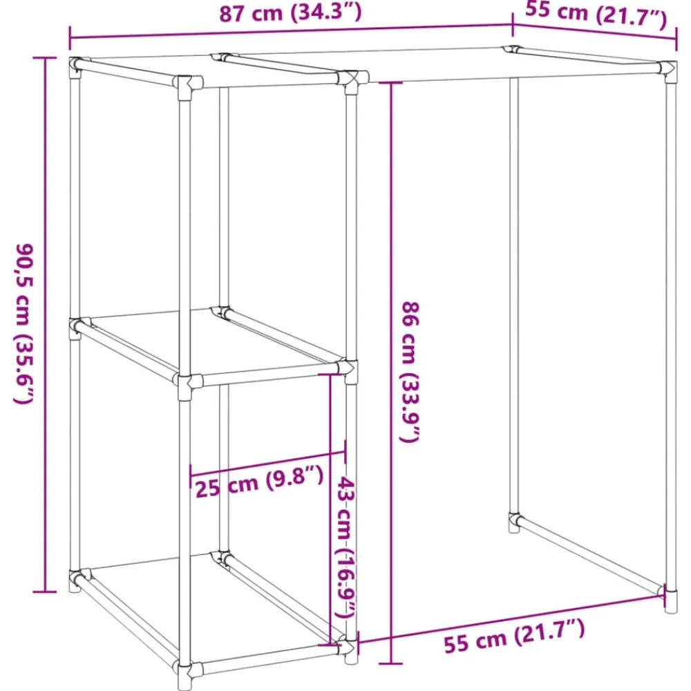 vidaXL Estantería sobre lavadora hierro 87x55x90,5 cm Negro Best