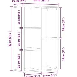vidaXL Estanterías-Estantería/Aparador madera contrachapada gris 50x25x80 cm