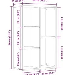 vidaXL Estanterías-Estantería/Aparador madera contrachapada 50x25x80 cm