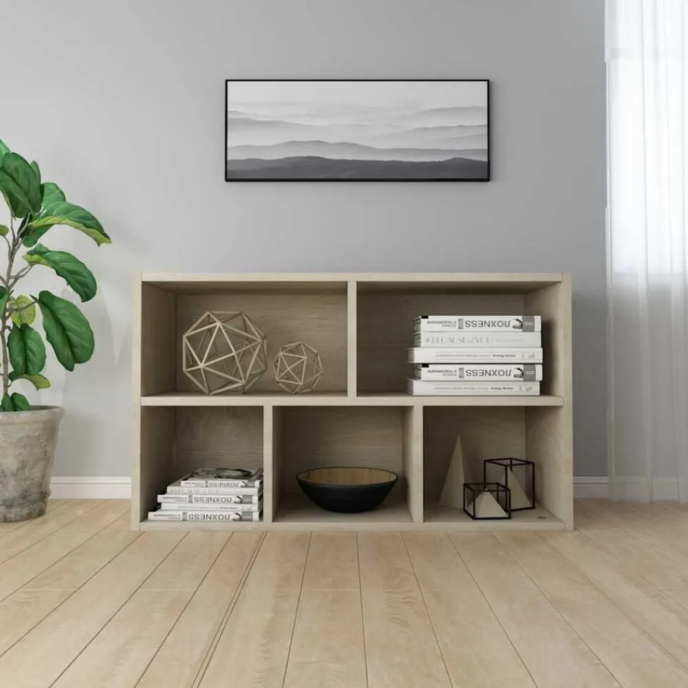 vidaXL Estanterías-Estantería/Aparador madera contrachapada color roble 50x25x80cm