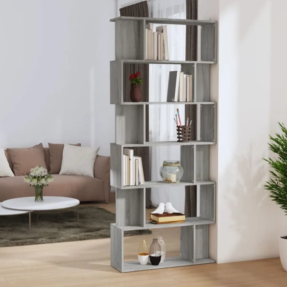 vidaXL Estantería/Biombo madera contrachapada 80x24x192 cm Gris sonoma Outlet