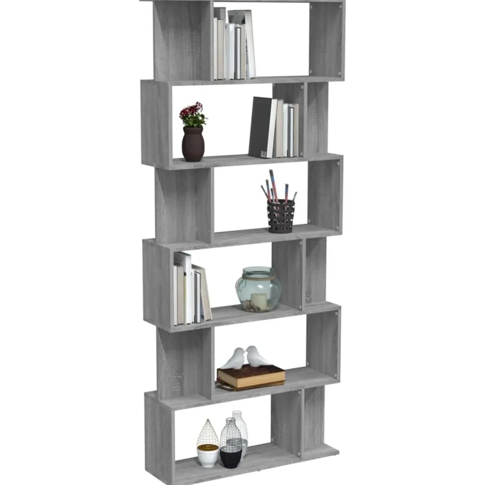 vidaXL Estantería/Biombo madera contrachapada 80x24x192 cm Gris sonoma Outlet