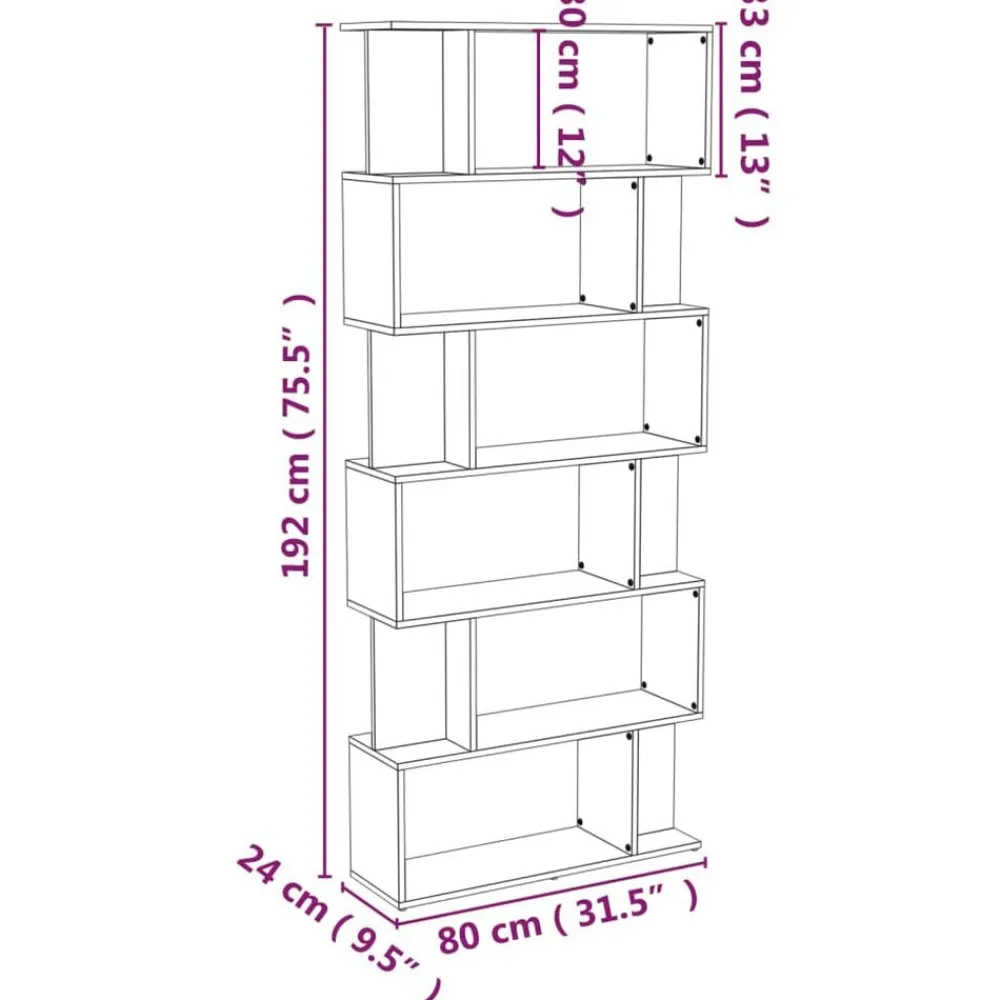 vidaXL Estantería/Biombo madera contrachapada 80x24x192 cm Gris sonoma Outlet