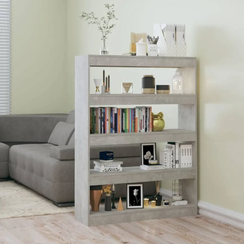 vidaXL Estanterías-Estantería/divisor de espacios gris hormigón 100x30x135 cm