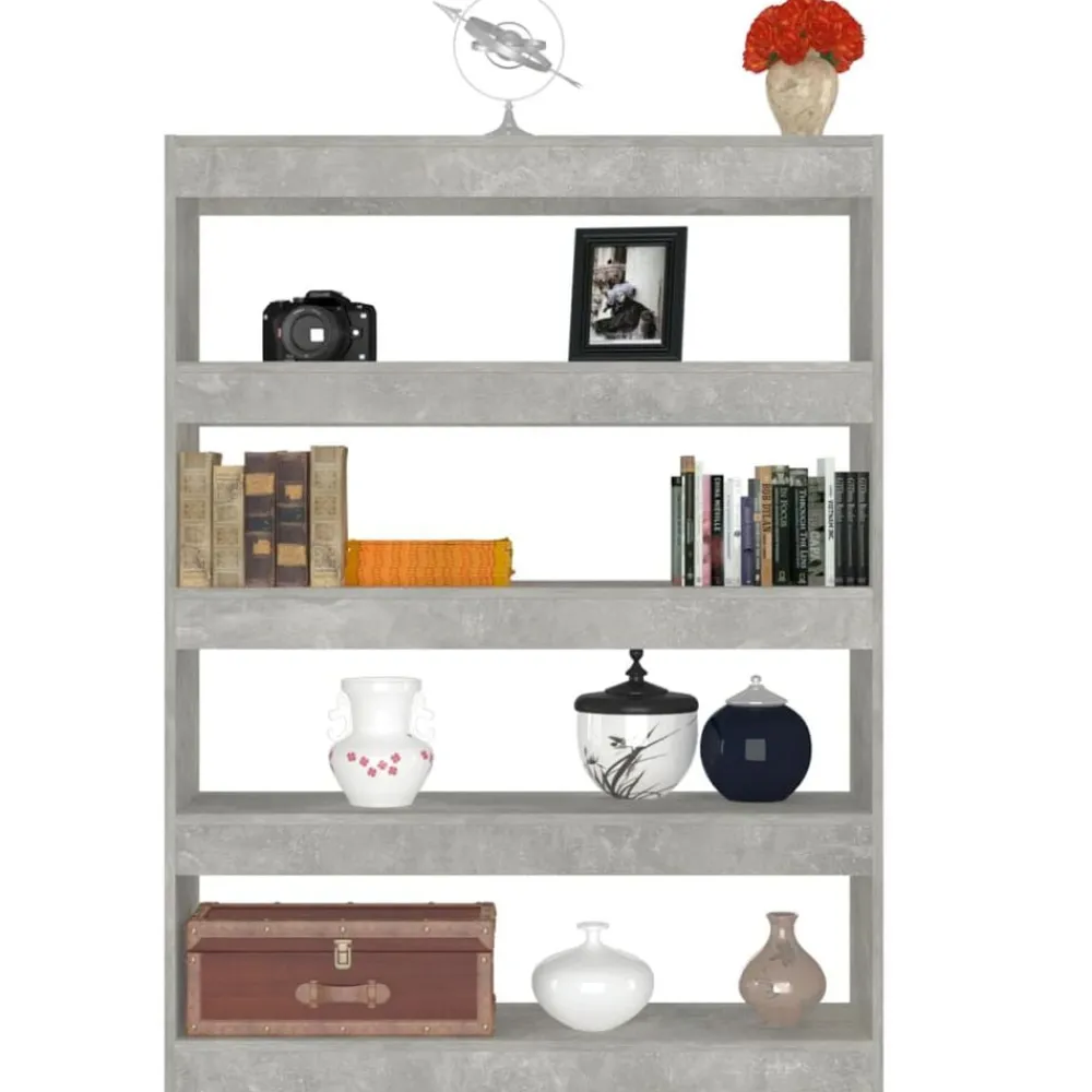 vidaXL Estanterías-Estantería/divisor de espacios gris hormigón 100x30x135 cm