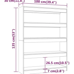 vidaXL Estanterías-Estantería/divisor de espacios gris hormigón 100x30x135 cm