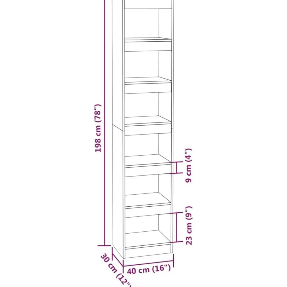 vidaXL Estantería/divisor de espacios 40x30x198 cm Blanco Clearance
