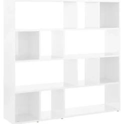 vidaXL Divisores De Ambientes-Estantería/divisor de espacios blanco brillo 105x24x102 cm