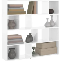 vidaXL Divisores De Ambientes-Estantería/divisor de espacios blanco brillo 105x24x102 cm