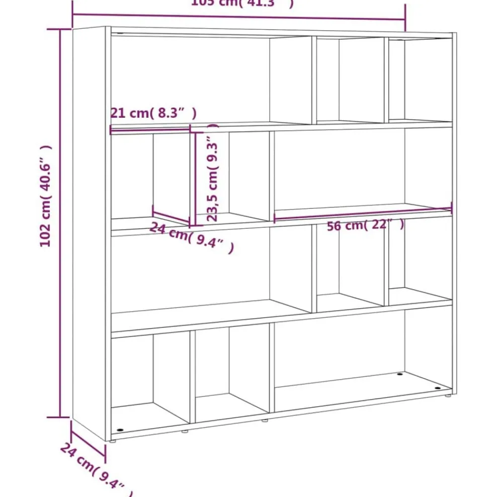 vidaXL Divisores De Ambientes-Estantería/divisor de espacios blanco brillo 105x24x102 cm