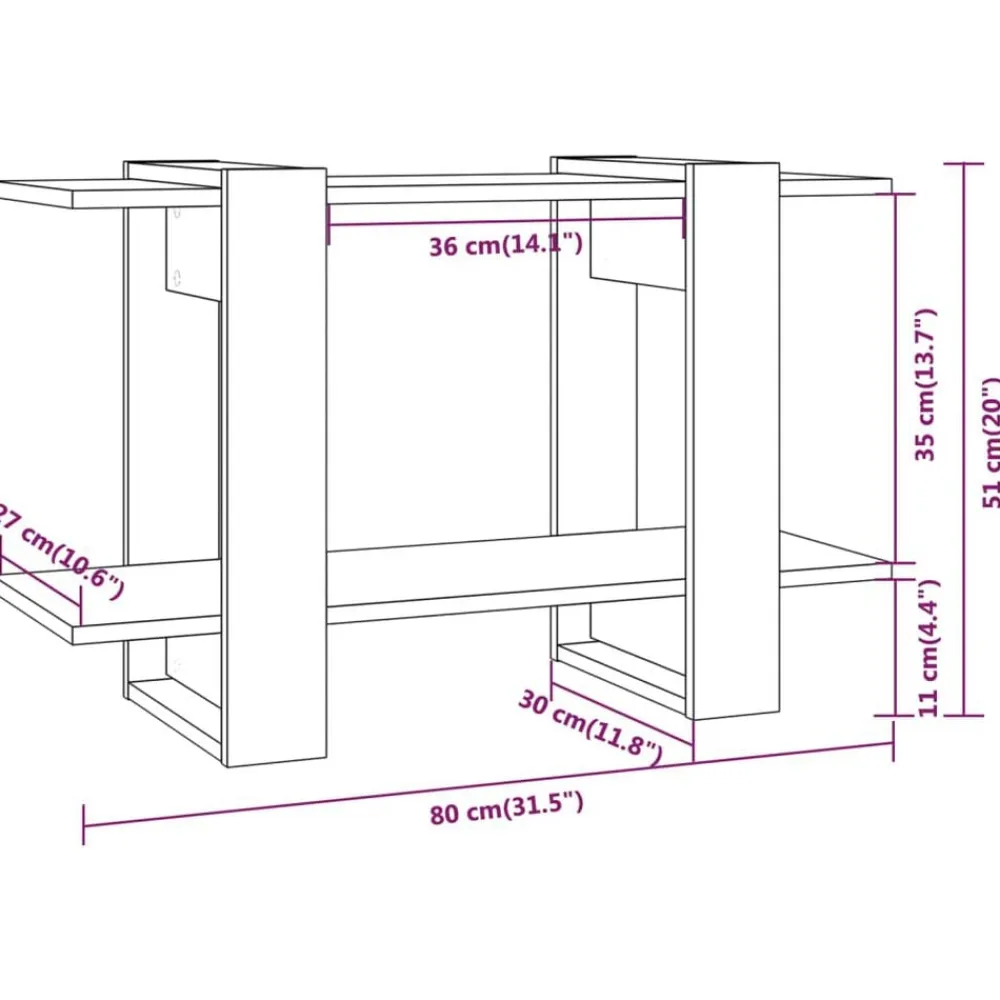 vidaXL Estanterías-Estantería/divisor de espacios 80x30x51 cm