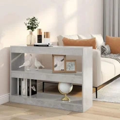 vidaXL Estanterías-Estantería/divisor de espacios gris hormigón 100x30x72 cm