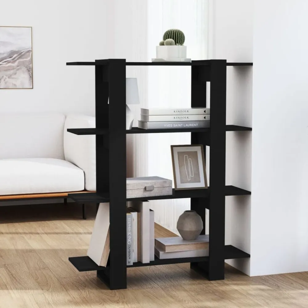 vidaXL Estantería/divisor de espacios 100x30x123,5 cm Negro Discount