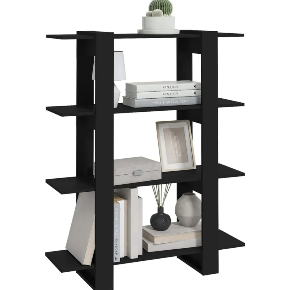 vidaXL Estantería/divisor de espacios 100x30x123,5 cm Negro Discount