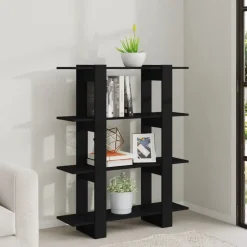 vidaXL Estantería/divisor de espacios 100x30x123,5 cm Negro Discount