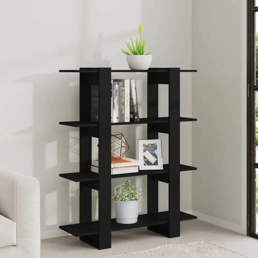 vidaXL Estantería/divisor de espacios 100x30x123,5 cm Negro Discount